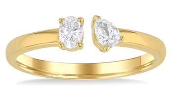 14K Yellow Gold Open Diamond Toi Et Moi Fashion Ring, 0.30 Carat TW